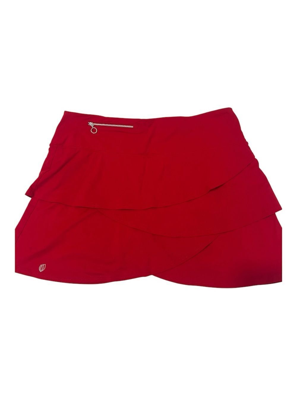 GG Blue SzXL Ruffle Tier Athletic Skort in Bright Red 2 Zipper Pockets Like New